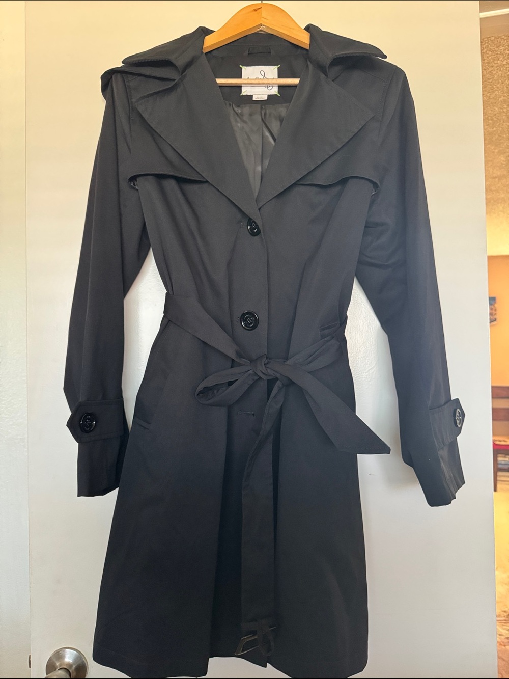 Sam Edelman Black Trench Coat with Belt